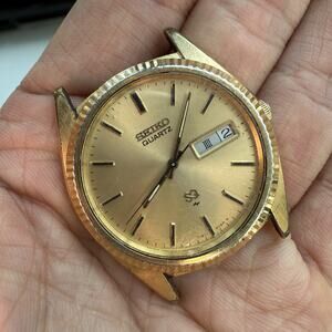Vintage Seiko Quartz SQ Stainless Steel Solid Gold Plated Watch Head 7123-8050
